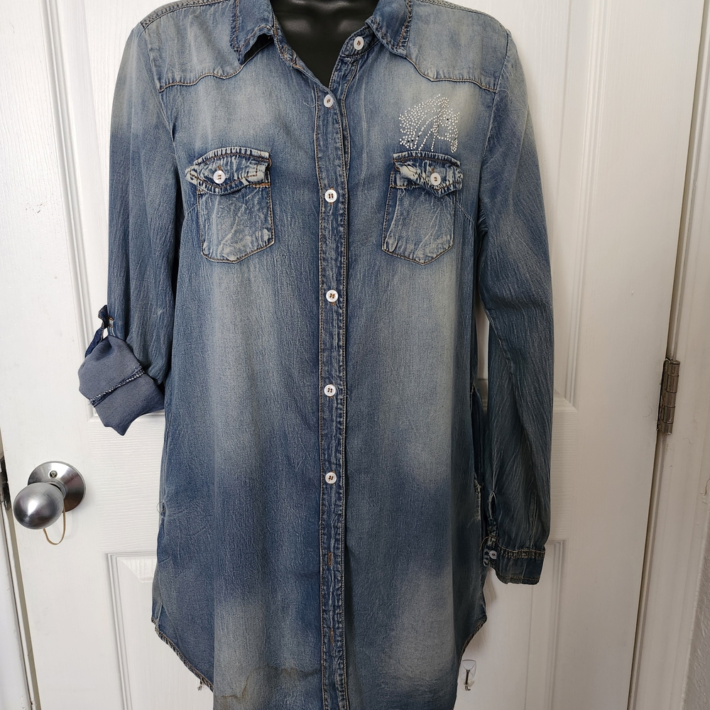 Vanilla Bay Blue Denim Shirt Dress